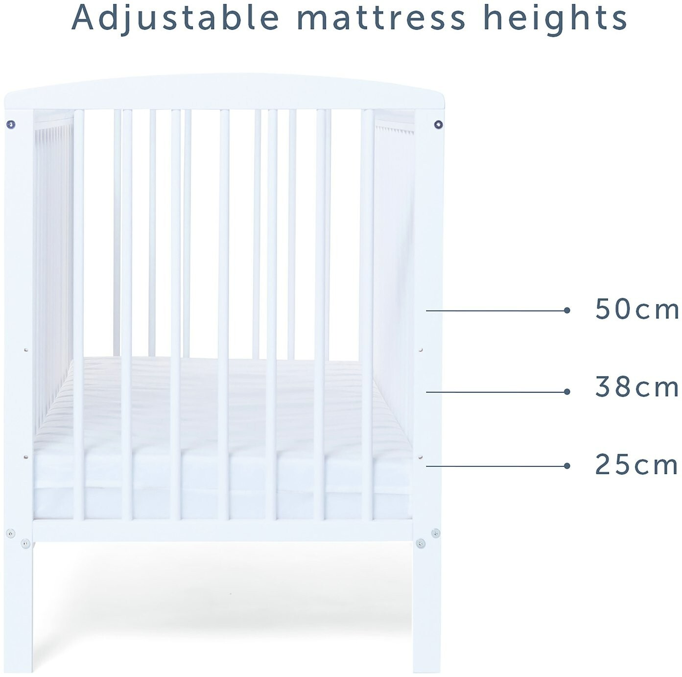 Baby Elegance Starlight Baby Cot with Mattress - White
