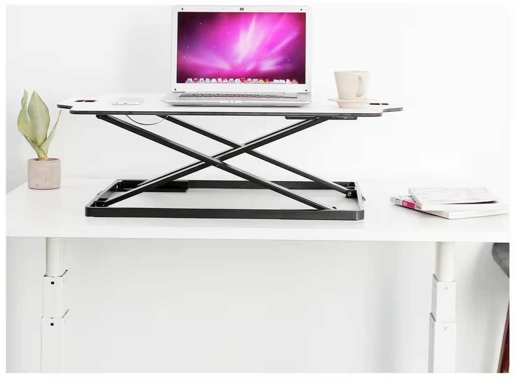 ProperAV Slim Profile Stand Up Desk Workstation - White