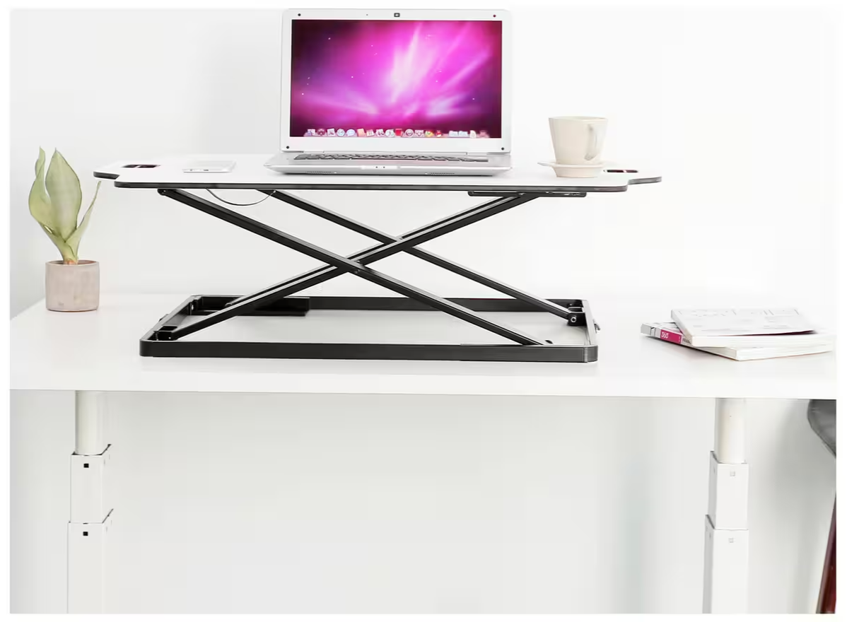ProperAV Slim Profile Stand Up Desk Workstation - White