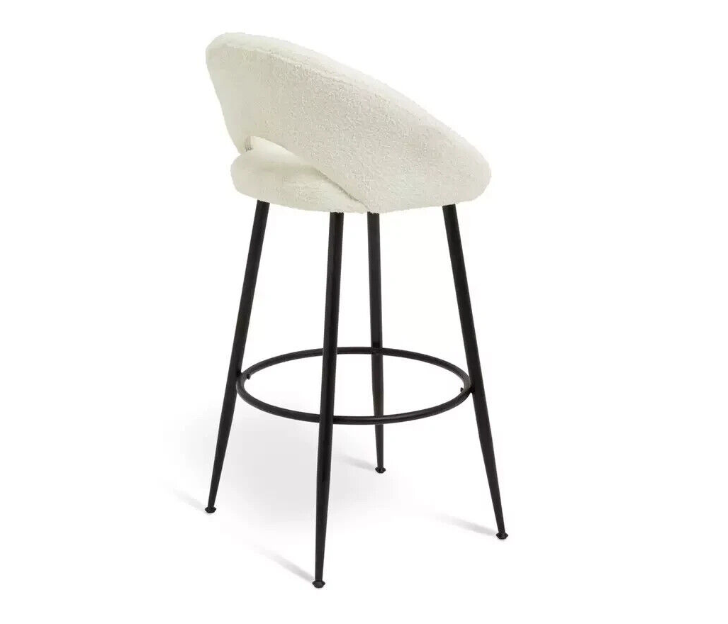 Habitat Hermione Boucle Bar Stool - Cream | Modern Kitchen Counter Chair Upholst
