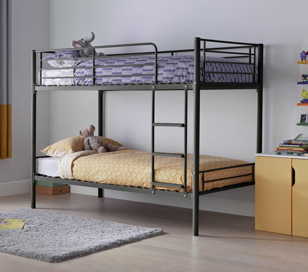 Mason Single Bunk Bed For Kids / Adults / Teenager -Black 2 Memory Foam Mattress
