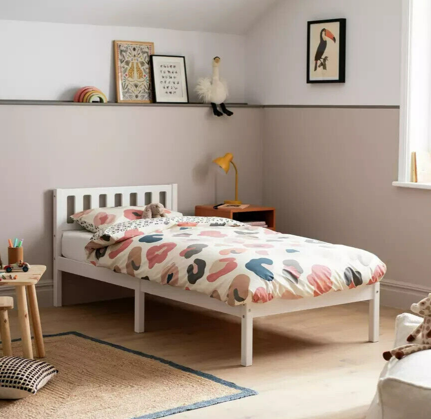 Habitat Ronnie Single Bed Frame - White | Sturdy Modern Bed Kids Teens Adults