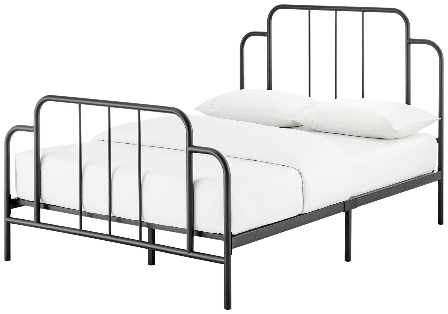 Jacques Double Metal Bed Frame Black | Sturdy Bedroom Furniture with Mattress