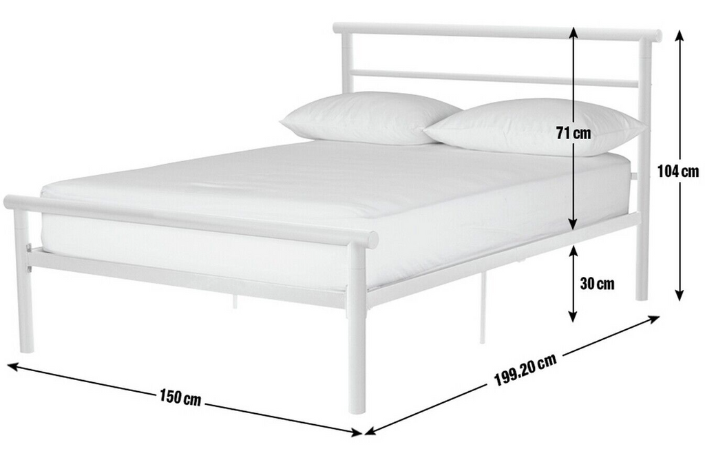 Home Avalon Double Metal Bed Frame - White | Sturdy Durable Frame For Bedroom