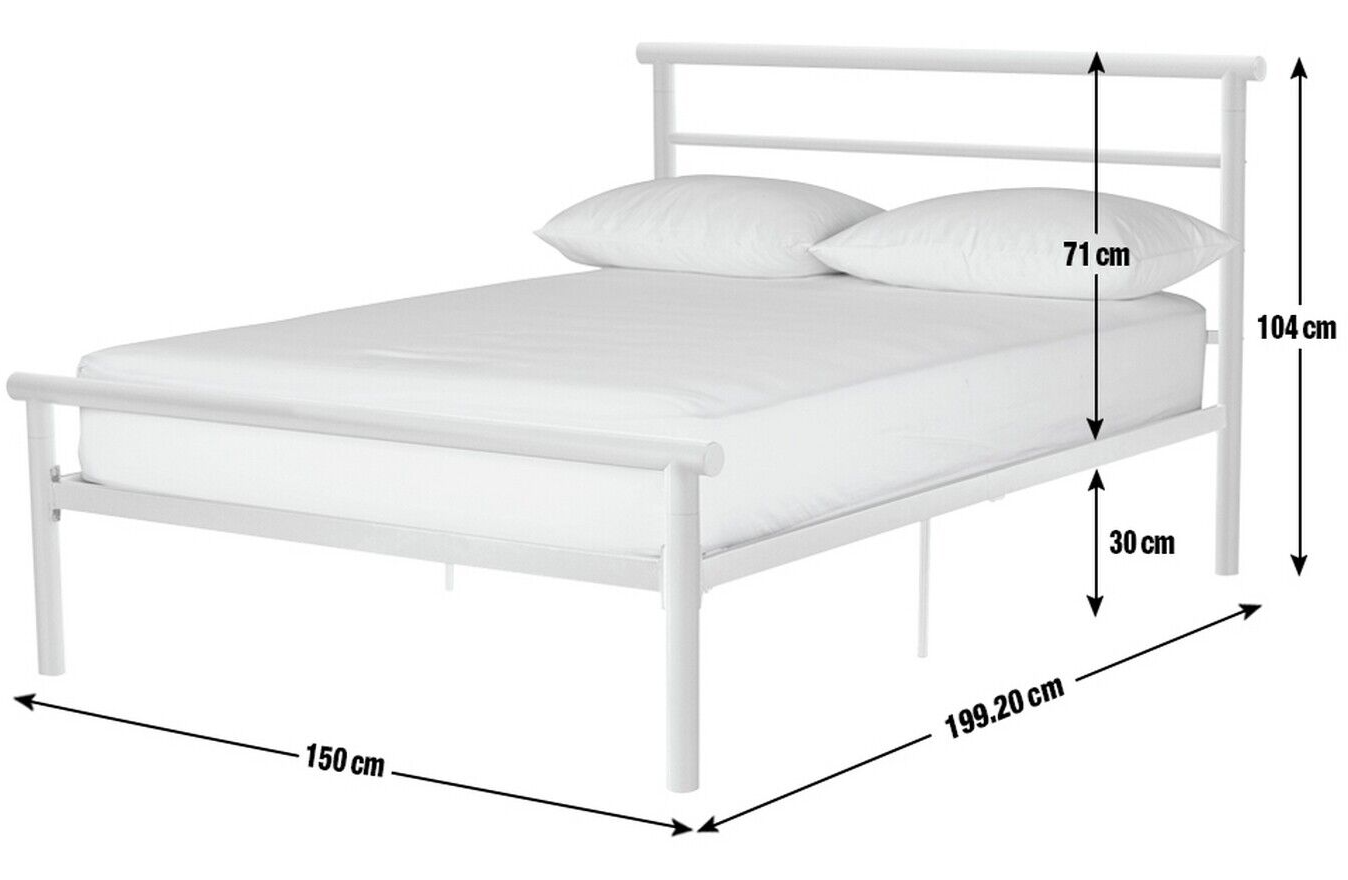 Home Avalon Double Metal Bed Frame - White | Sturdy Durable Frame For Bedroom
