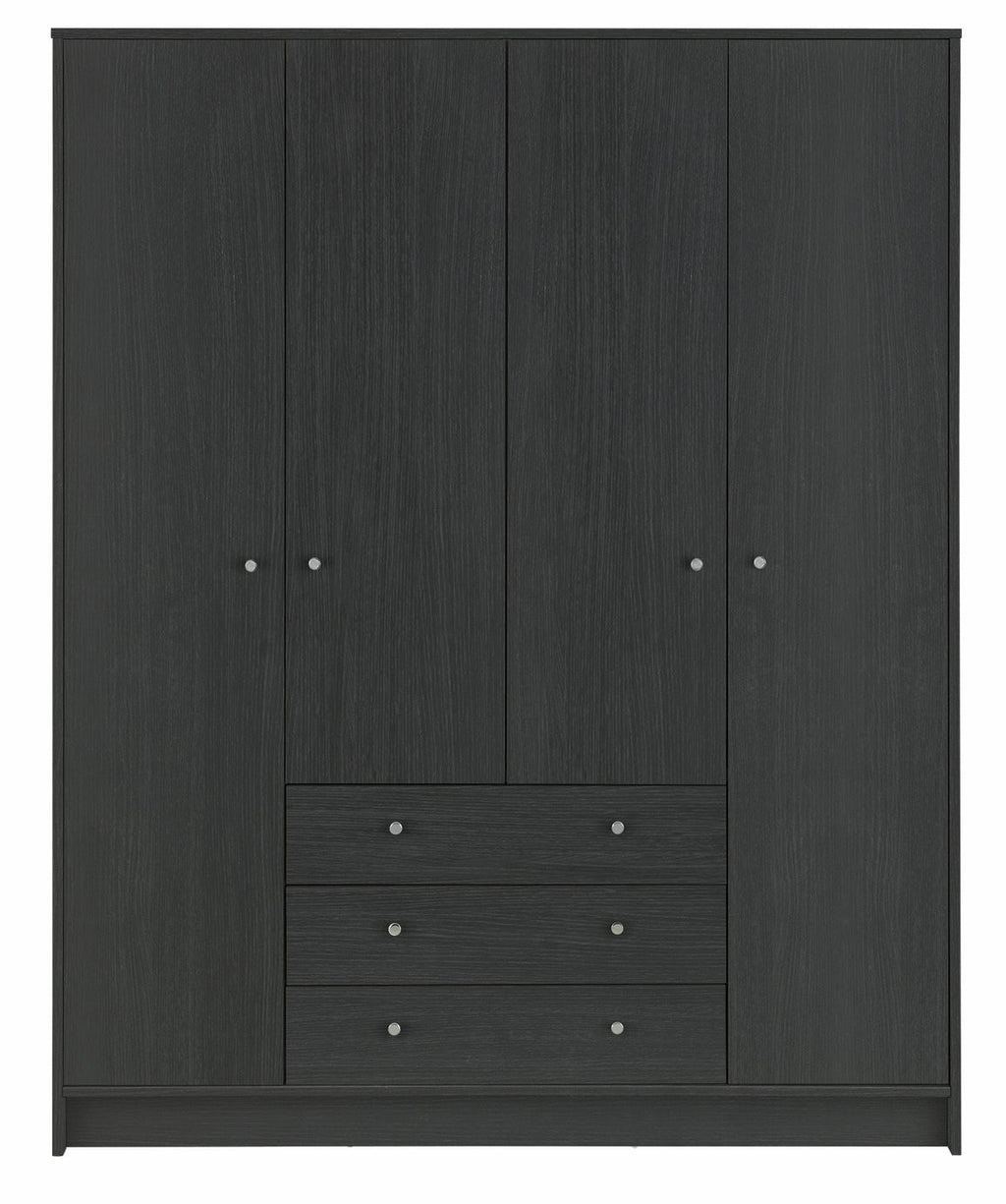 Home Malibu 4 Door 3 Drawer Wardrobe - Black Oak Eff | Combination wardrobe