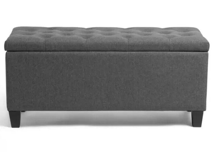 Fabric Large Storage Ottoman - Grey