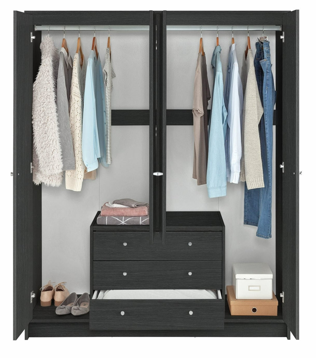 Home Malibu 4 Door 3 Drawer Wardrobe - Black Oak Eff | Combination wardrobe