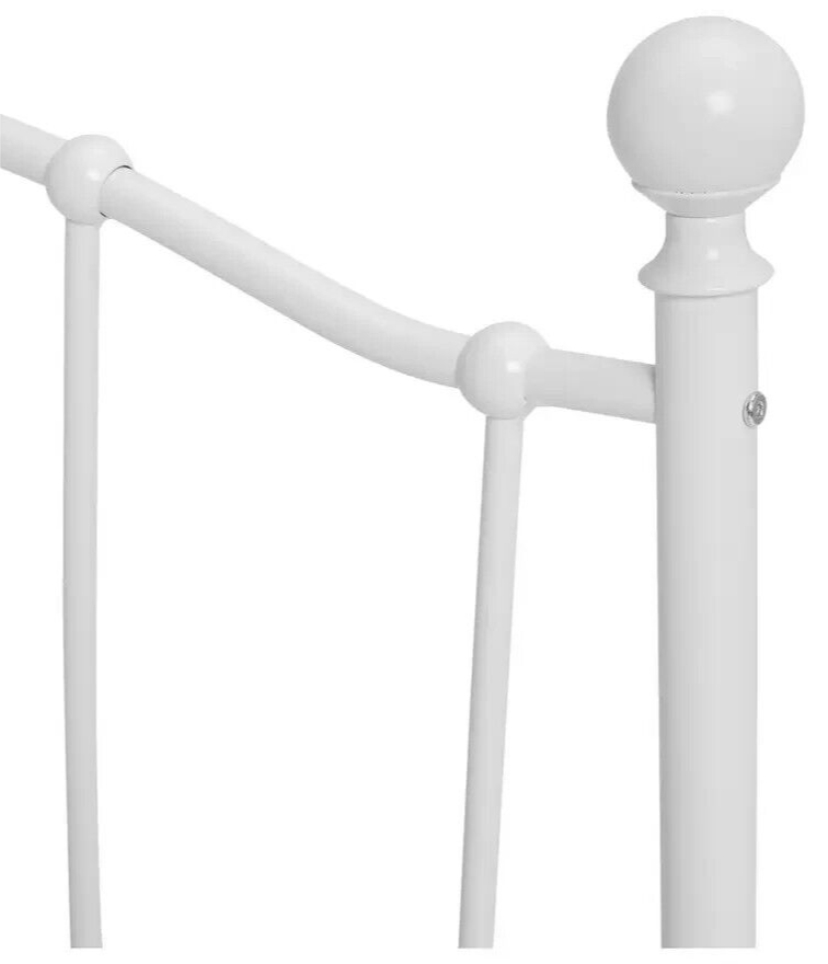 Fleur Single Metal Bed Frame - White with Single Memory Foam Mattress