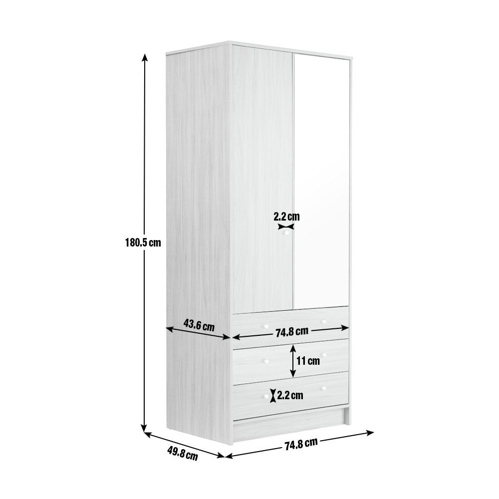 Home Malibu 2 Door 3 Drawer Wardrobe - Beech Effect | wardrobe with drawers