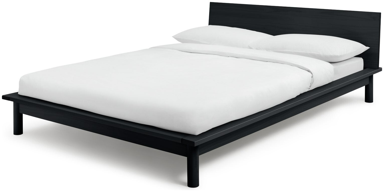 Akio Small Double Wooden Platform Bed Frame - Black