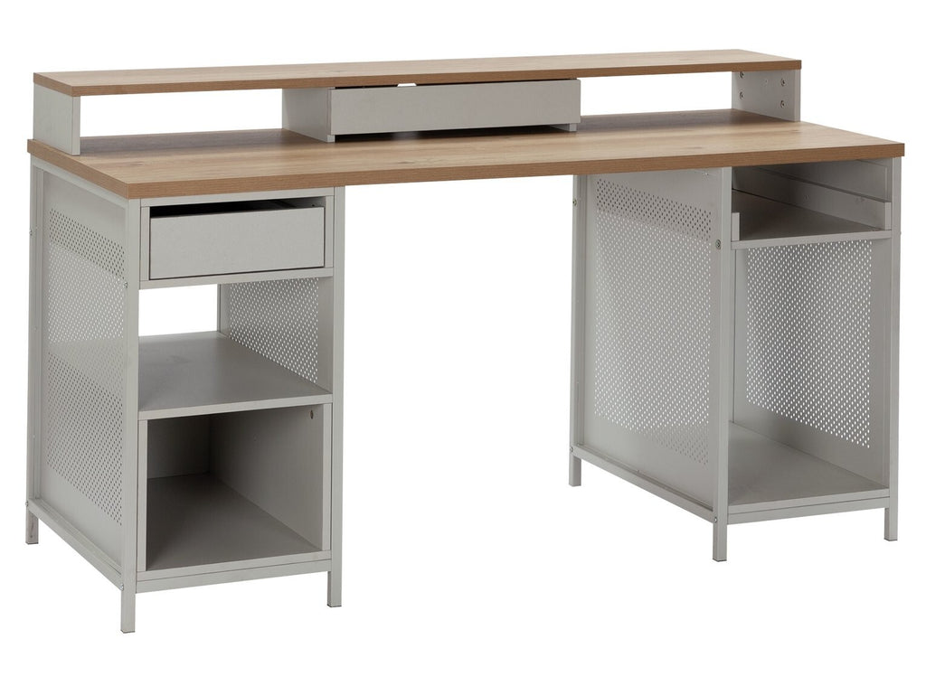 Modular 1 Drawer Gaming Desk - Oak Effect & Grey ( B Grade 46559-46563 -46564)