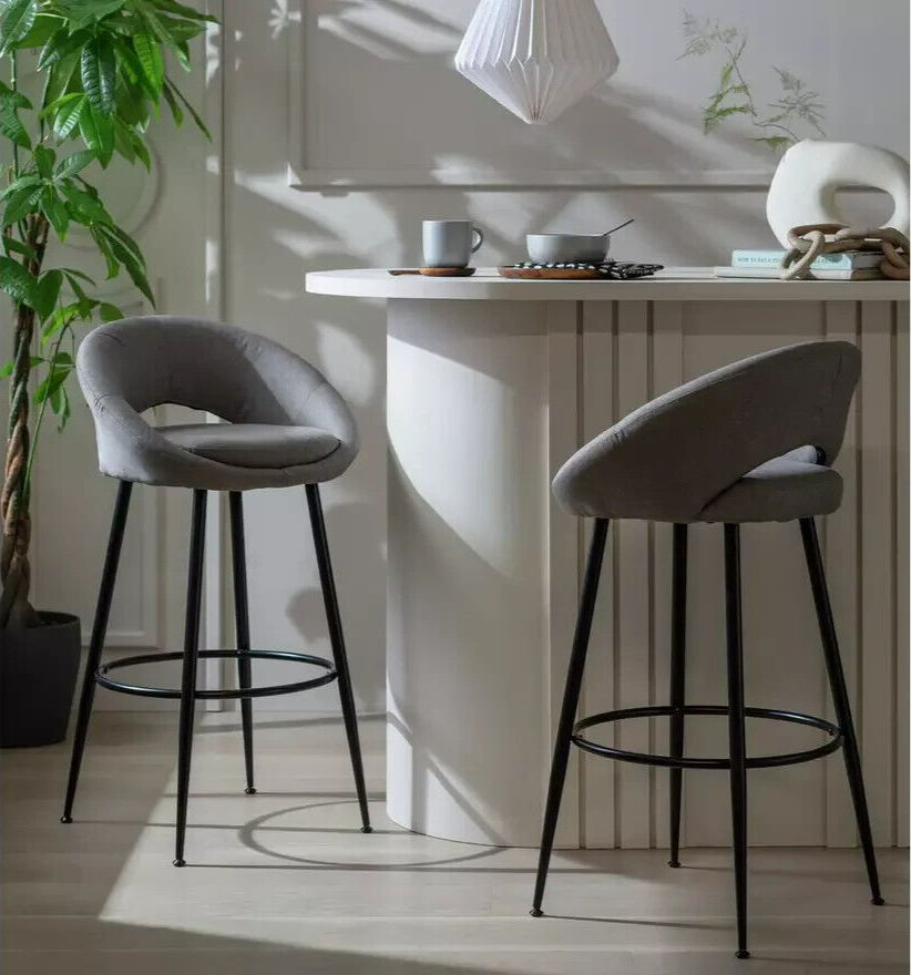 Habitat Hermione Fabric Bar Stool - Grey