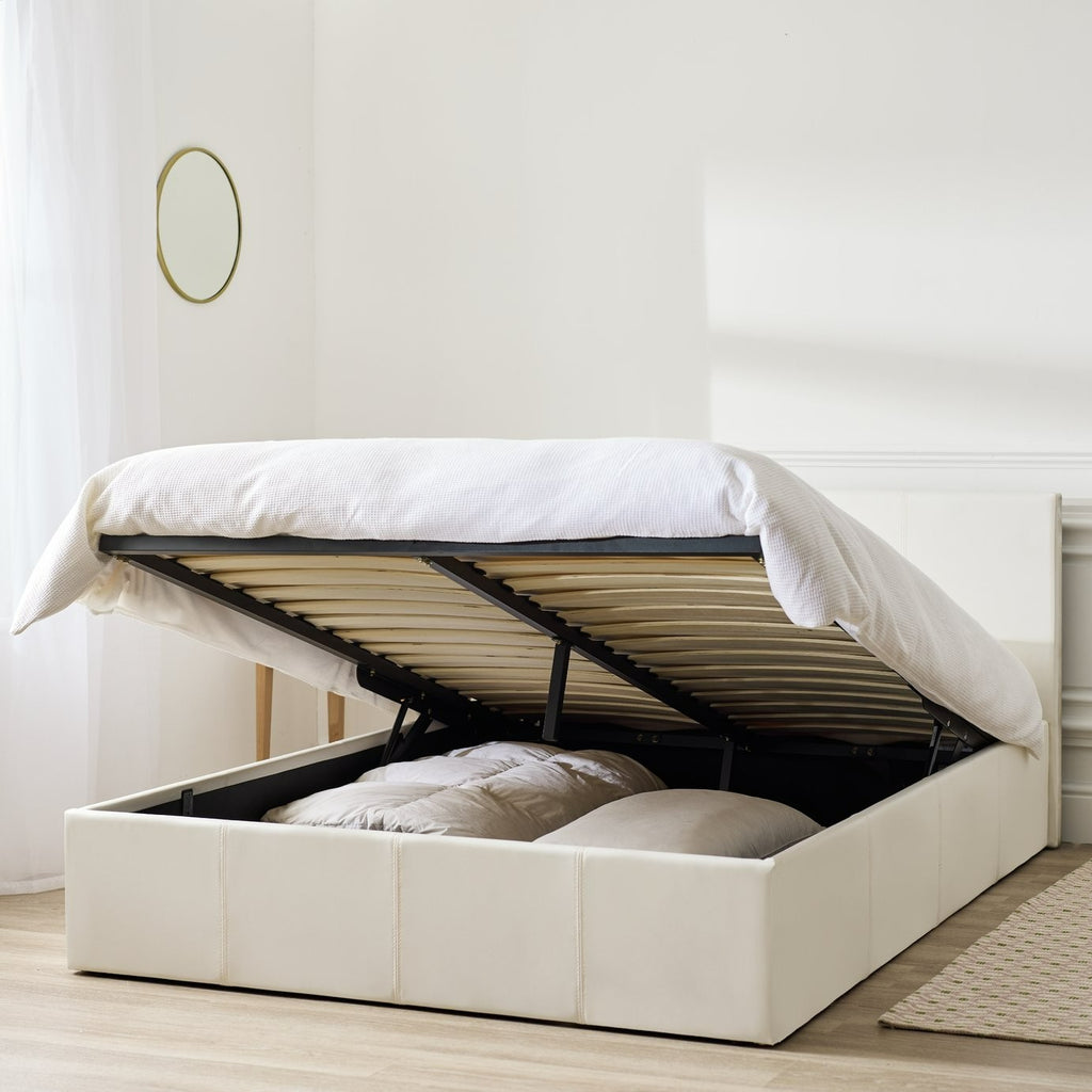 Home Lavendon Kingsize End Lift Ottoman Bed - White | Gas lift king bed