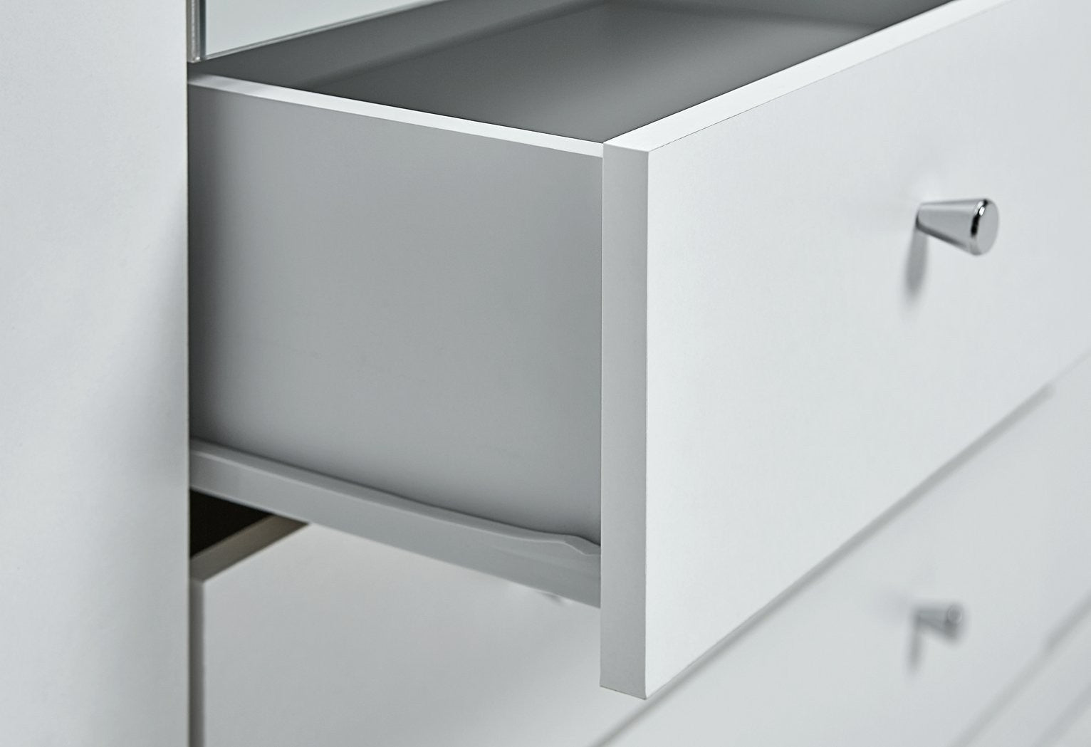 Home Malibu 4 Door 3 Drawer Mirror Wardrobe - White | white mirrored wardrobe