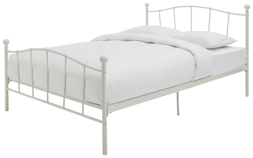 Fleur Small Double Metal Bed Frame - White | Bedroom Furniture for Teen or Guest