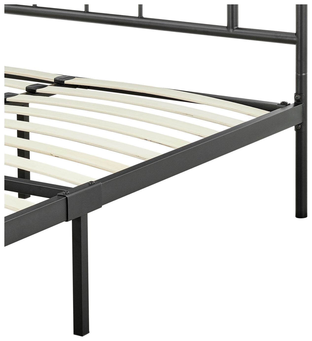 Jacques Double Metal Bed Frame Black | Sturdy Bedroom Furniture with Mattress