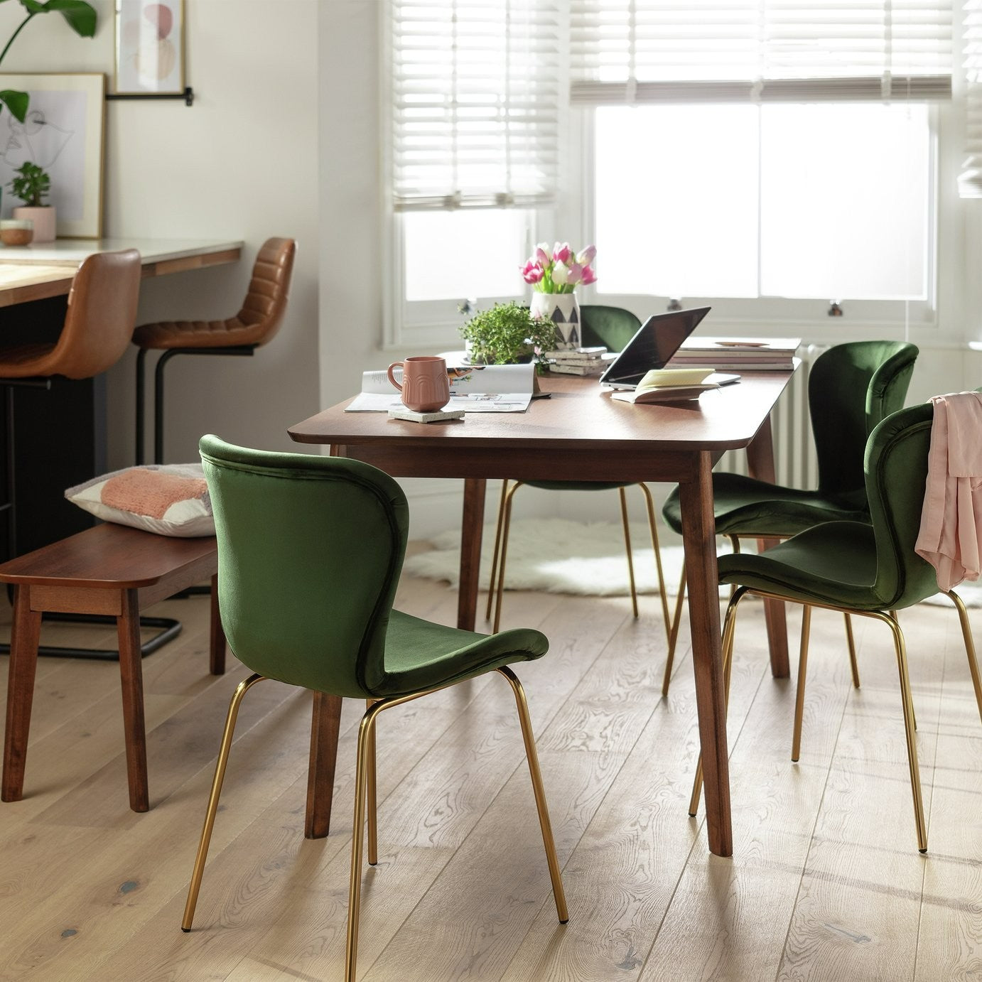 Skandi Walnut Veneer 6 Seater Dining Table | Wooden dining table