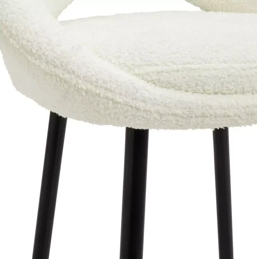 Habitat Hermione Boucle Bar Stool - Cream | Modern Kitchen Counter Chair Upholst