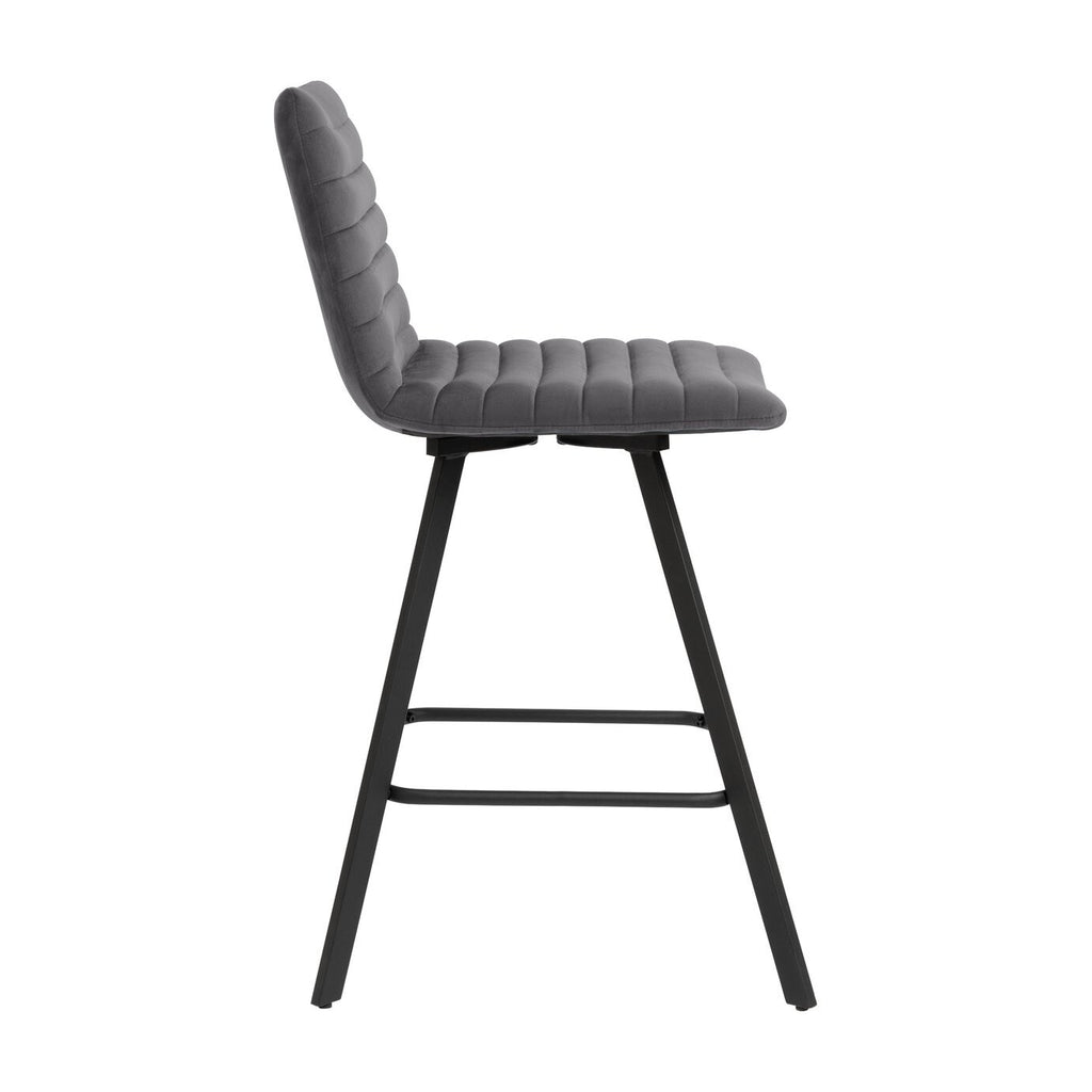Keaton Velvet Counter Bar Stool - Charcoal