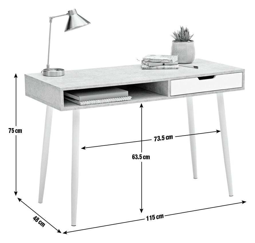 Habitat Concrete Style Office Desk - Grey | Sturdy Workstation for Home Office
