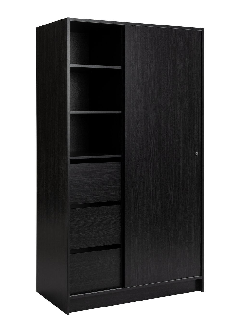 Home Malibu 1 Door Sliding Wardrobe - Black  ( B Grade )