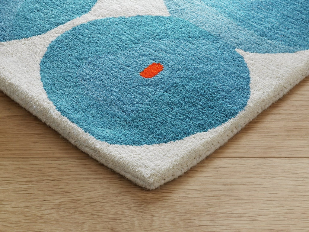 Tash Patterned Blue Wool Cut Pile Rug - 240x170cm