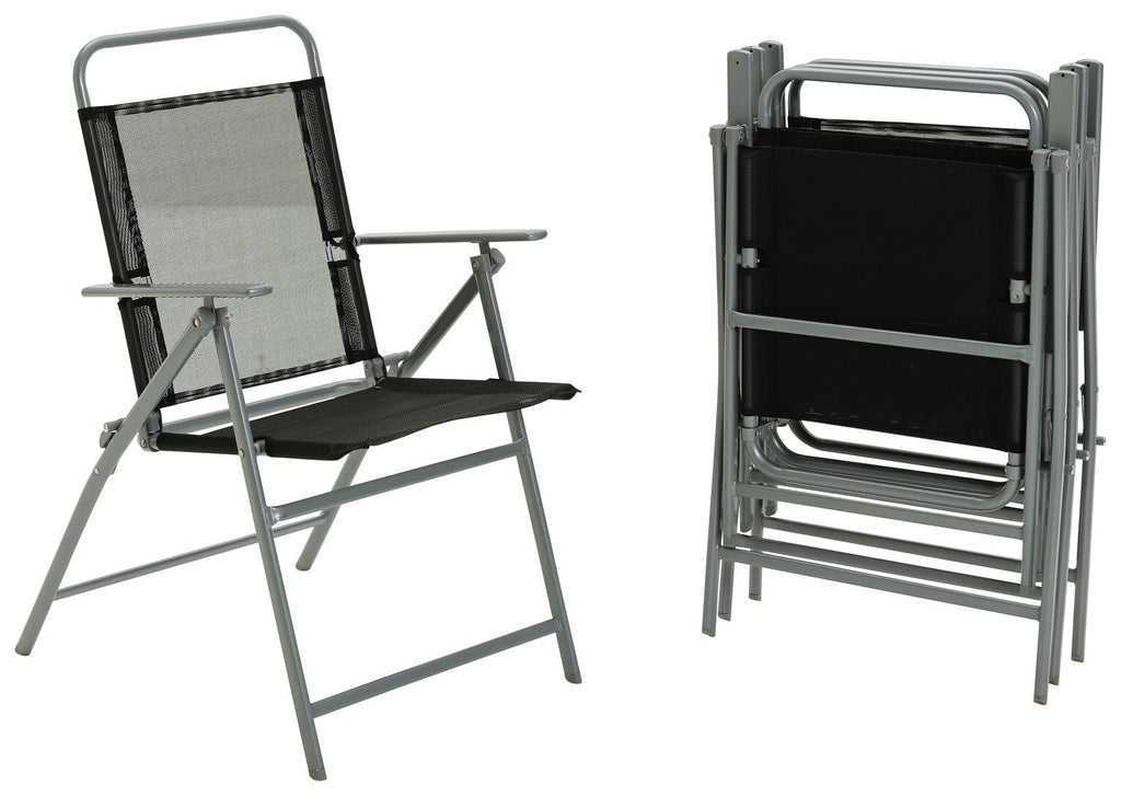 Home Atlantic 4 Seater Folding Metal Patio Set - Black | Outdoor Garden Dining