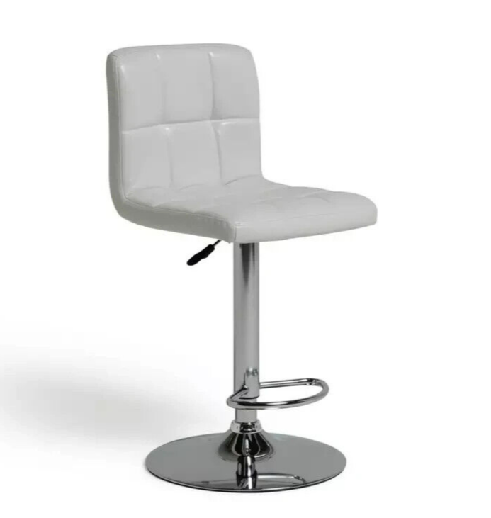 Nitro Bar Stool - White | Modern White Kitchen Breakfast Bar Chair Chrome Base
