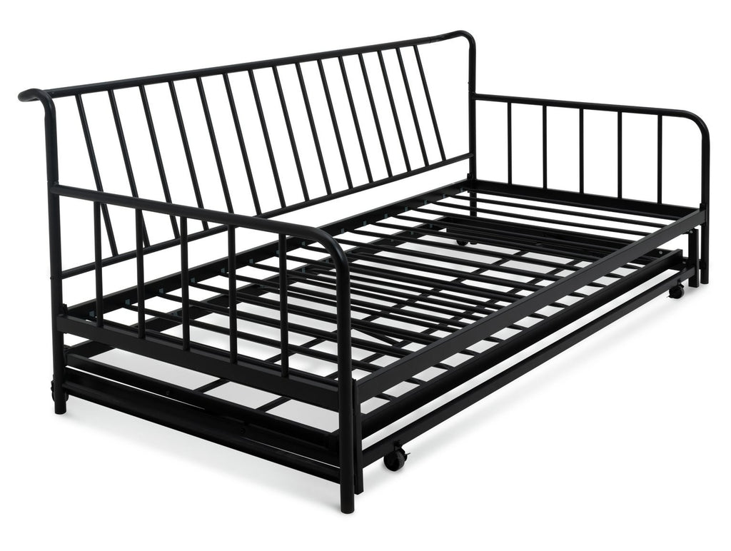 Kanso Metal Guest Bed with Trundle - Black | space-saving guest bed