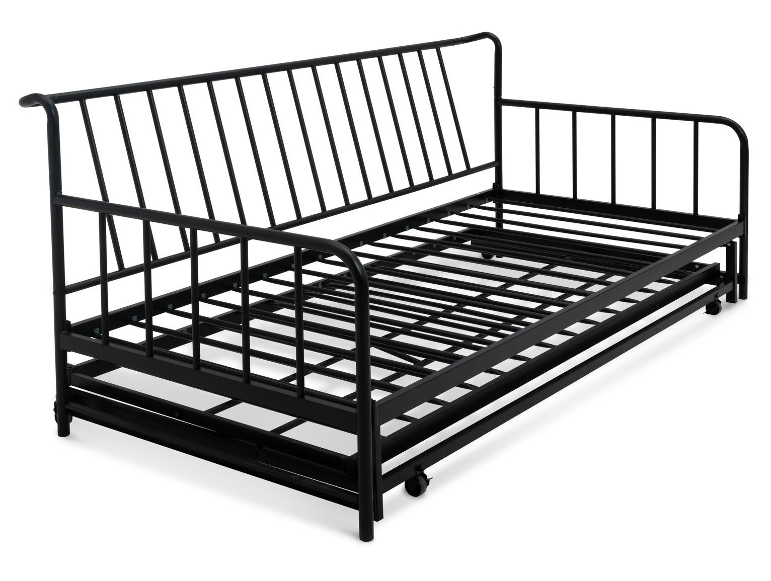 Kanso Metal Guest Bed with Trundle - Black | space-saving guest bed