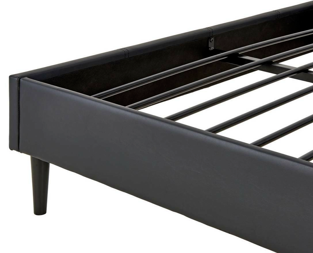 Skylar Modern Double Bed Frame Metal Slats For Bedroom 4FT6 With Mattress- Black