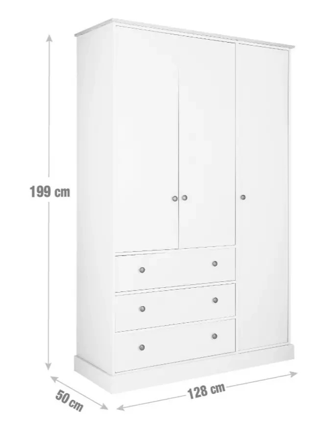 Home Kensington 3 Door 3 Drawer Wardrobe - Sage Green ( B Grade )