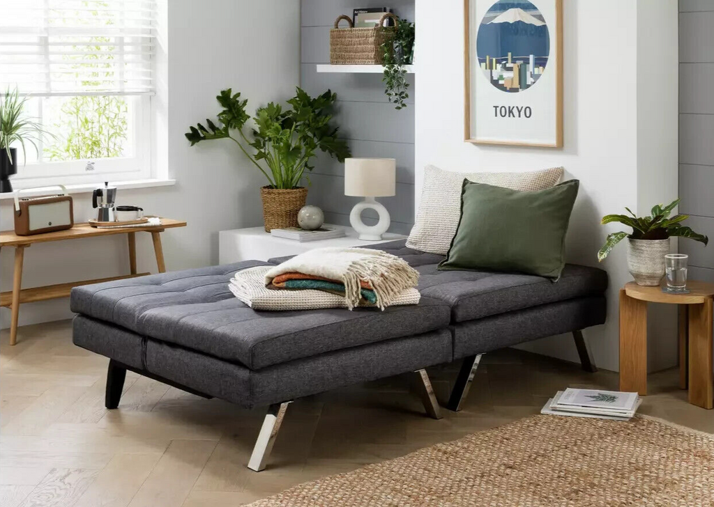Home Duo Fabric 2 Seater Clic Clac Sofa Bed - Charcoal ( B Grade 53563 - 53568 )