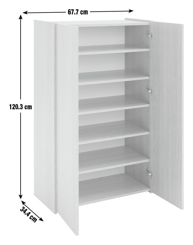 Seville 2 Door Shoe Storage Cabinet - Grey & Oak