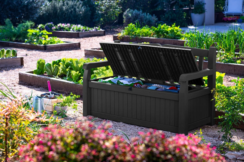 Keter Eden Bench 265L Garden Storage Box â€“ Grey