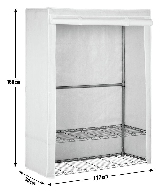Home Double Heavy Duty Covered Rail - Grey | Clothes Garment Storage Rack Stand