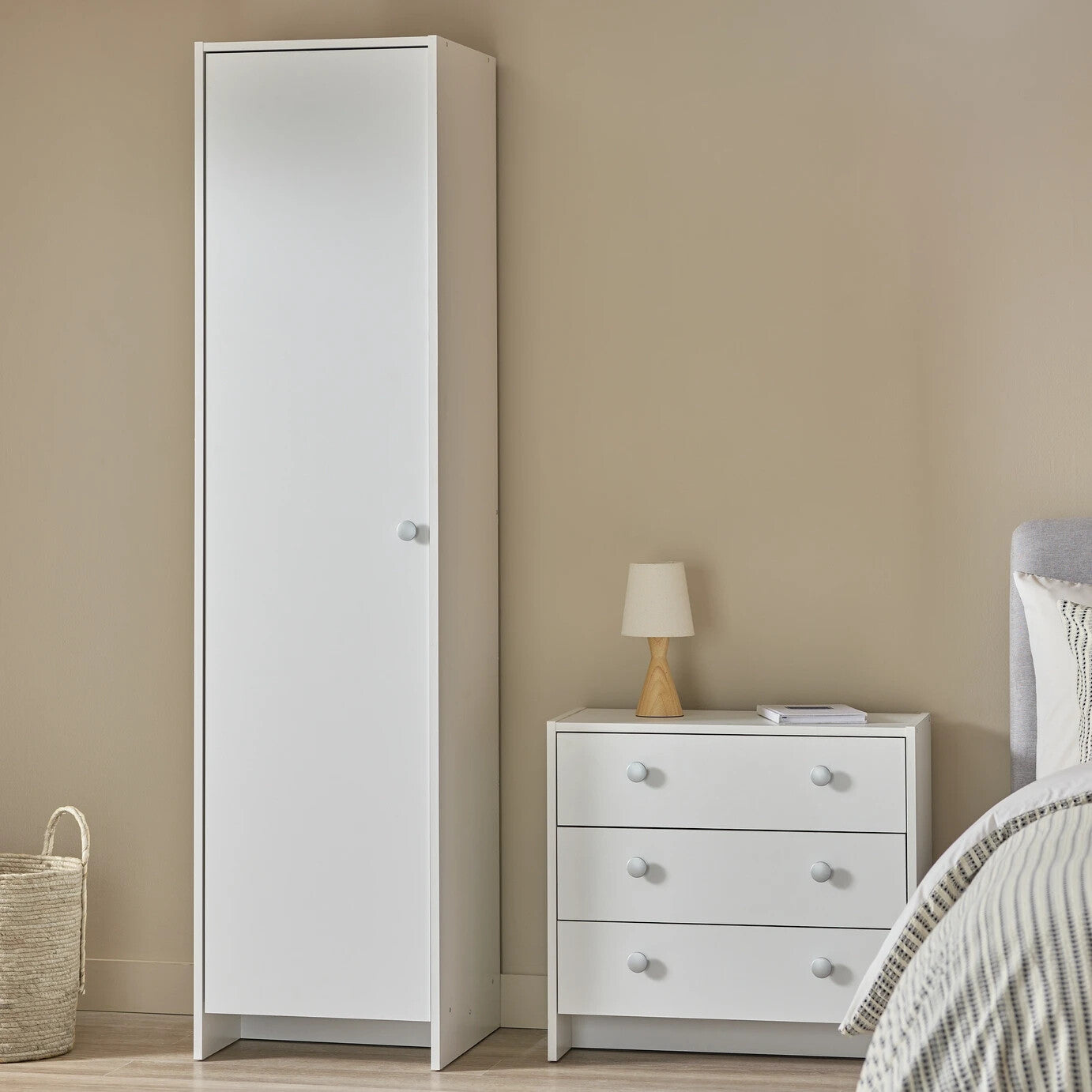 Seville 2 Piece 1 Door Wardrobe Set - White