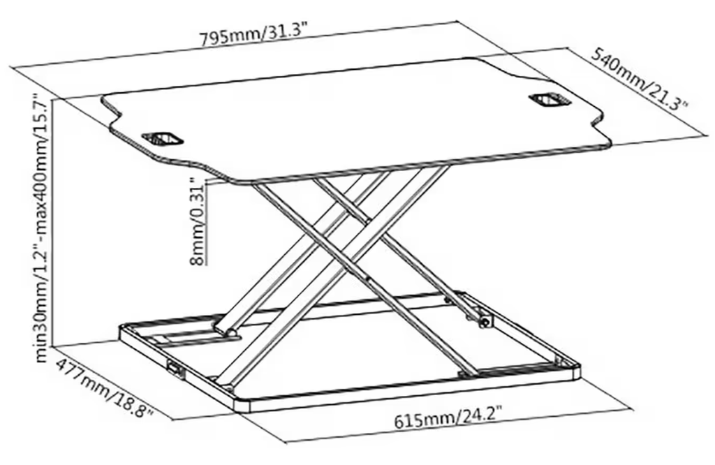 ProperAV Slim Profile Stand Up Desk Workstation - White | Adjustable Office Tabl