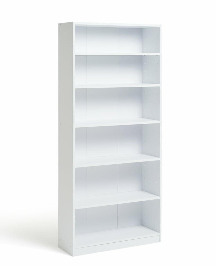 Maine Deep 6 Shelf Bookcase - Shelving Storage Unit Display Cabinet - White
