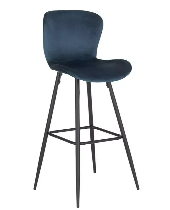Habitat Etta Pair of Velvet Bar Stool - Blue