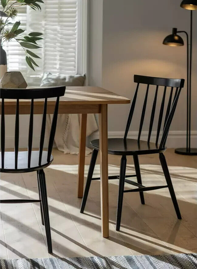Habitat Talia Pair of Solid Wood Dining Chairs - Black