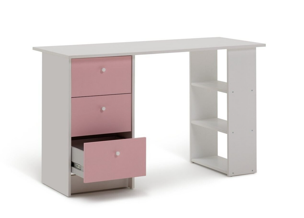 Kids Malibu 3 Drawers Desk - Pink & White ( B Grade )