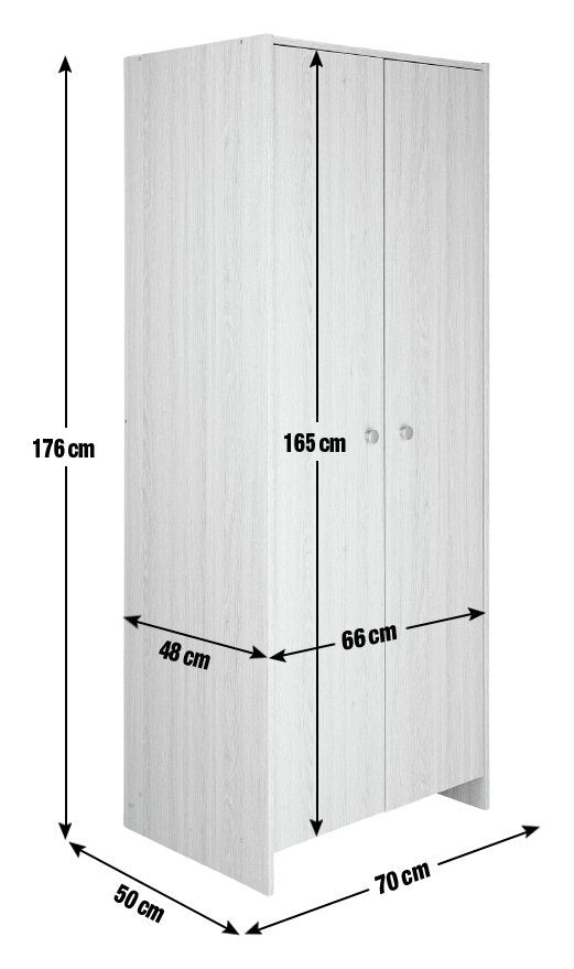Home Seville 2 Door Wardrobe - White | Sturdy Storage Cabinet Bedroom Clothes