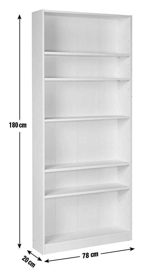 Maine 6 Shelf Bookcase - Shelving Storage Unit Display Cabinet - White